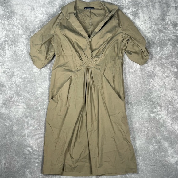 Lafayette 148 Dress Women’s Medium Green Knee Length Collar Ruched Casual - Picture 2 of 9